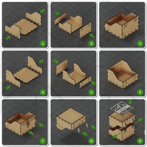 Caja madera personalizada para monograma con diseño para corte láser CNC