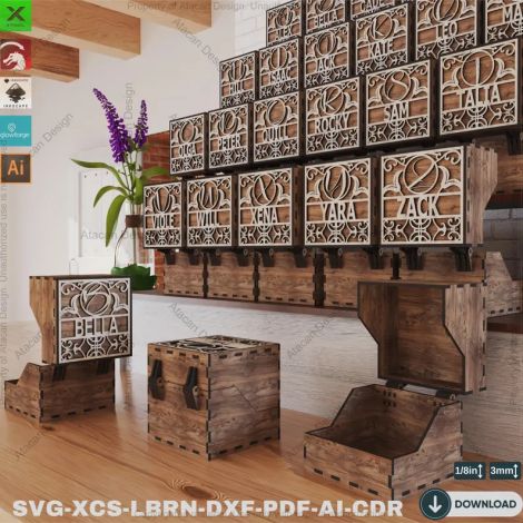 Caja madera personalizada para monograma con diseño para corte láser CNC