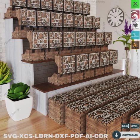 Caja madera personalizada para monograma con diseño para corte láser CNC