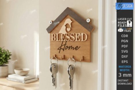 Soporte de llaveros decorativo para pared ideal para corte láser y CNC