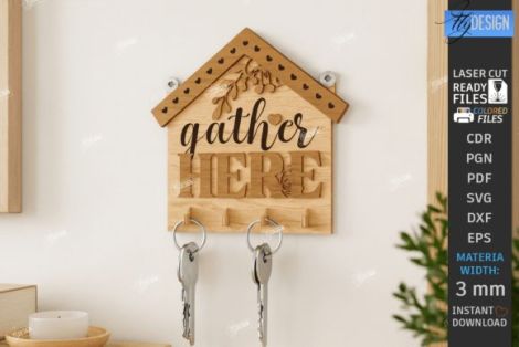 Soporte de llaveros decorativo para pared ideal para corte láser y CNC