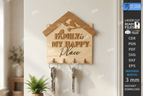Soporte de llaveros decorativo para pared ideal para corte láser y CNC
