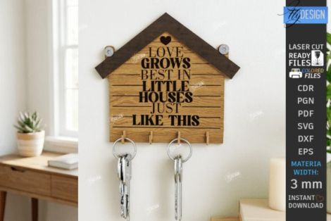 Soporte de llaveros decorativo para pared ideal para corte láser y CNC