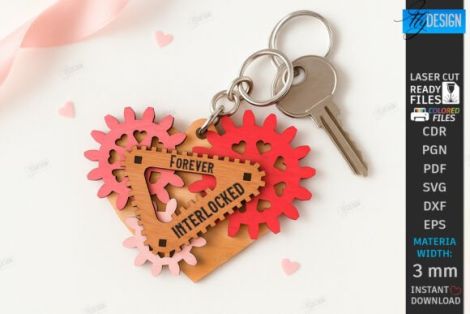 Llaveros de corazón mecánico para corte láser y CNC