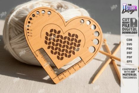 Regla y medidor de agujas para tejer con diseño CNC ideal para manualidades