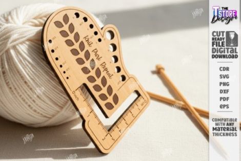Regla y medidor de agujas para tejer con diseño CNC ideal para manualidades