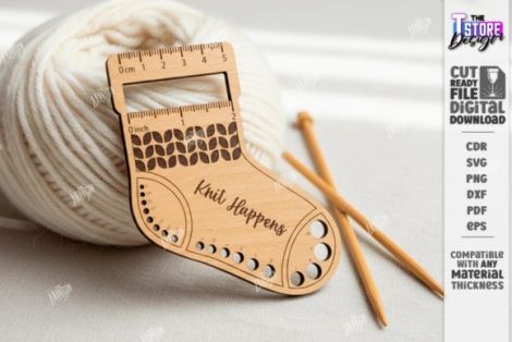 Regla y medidor de agujas para tejer con diseño CNC ideal para manualidades