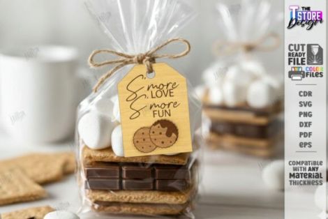 Etiquetas personalizadas S'mores para corte láser CNC, archivos SVG y DXF incluidos