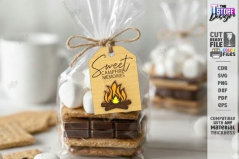 Etiquetas personalizadas S'mores para corte láser CNC, archivos SVG y DXF incluidos