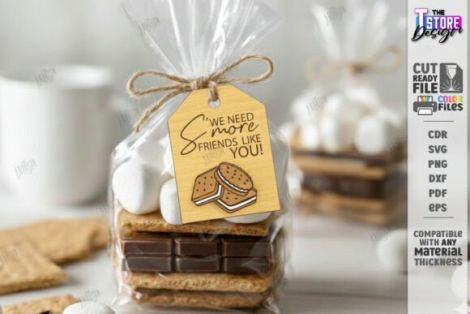Etiquetas personalizadas S'mores para corte láser CNC, archivos SVG y DXF incluidos