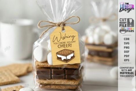 Etiquetas personalizadas S'mores para corte láser CNC, archivos SVG y DXF incluidos