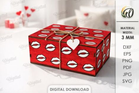 Paquete de cajas de regalo San Valentín para corte láser y CNC