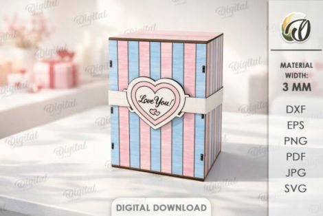 Paquete de cajas de regalo San Valentín para corte láser y CNC