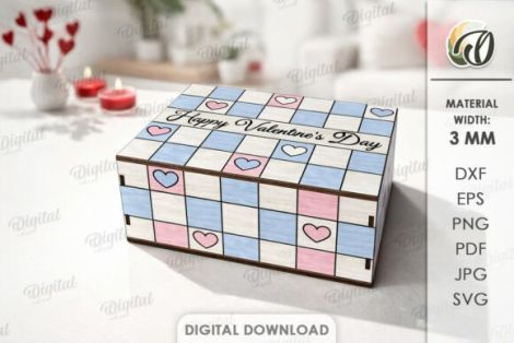 Paquete de cajas de regalo San Valentín para corte láser y CNC