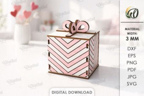 Paquete de cajas de regalo San Valentín para corte láser y CNC