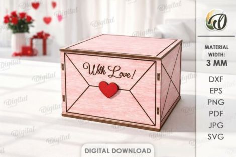 Paquete de cajas de regalo San Valentín para corte láser y CNC