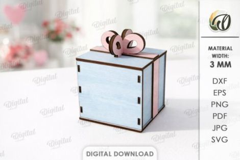 Paquete de cajas de regalo San Valentín para corte láser y CNC