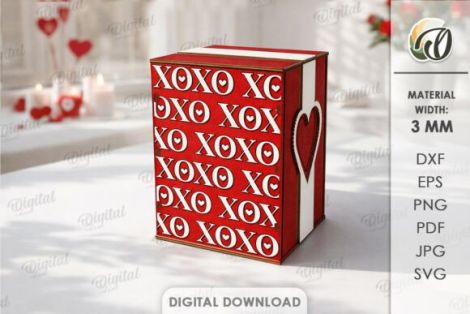 Paquete de cajas de regalo San Valentín para corte láser y CNC