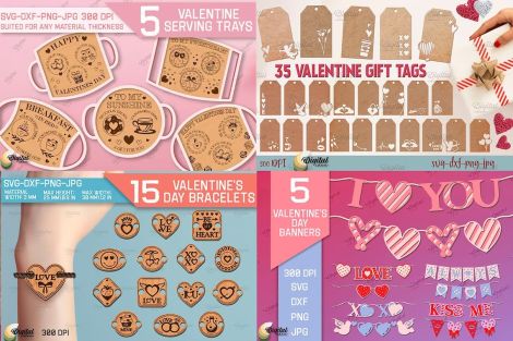 Pack San Valentín para corte láser y CNC con diseños A3