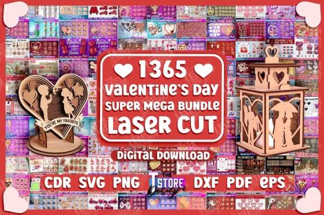 Pack San Valentín para corte láser y CNC con diseños A3