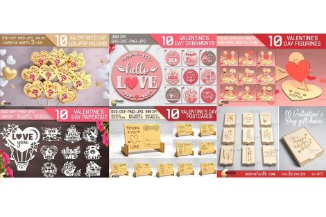 Pack San Valentín para corte láser y CNC con diseños A3