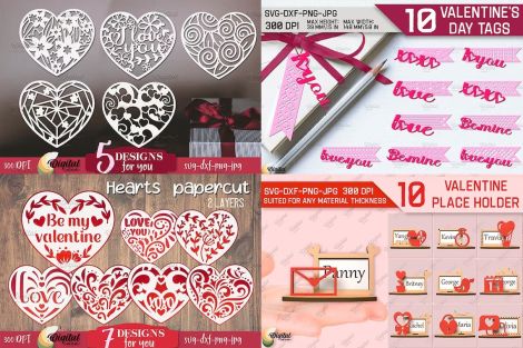 Pack San Valentín para corte láser y CNC con diseños A3