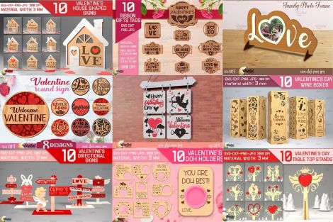 Pack San Valentín para corte láser y CNC con diseños A3