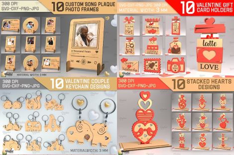 Pack San Valentín para corte láser y CNC con diseños A3