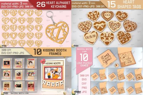 Pack San Valentín para corte láser y CNC con diseños A3