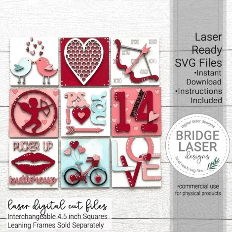 Adorno Día del Amor para corte láser, archivos SVG y DXF incluidos