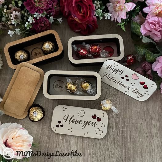Caja de chocolate para corte láser y CNC, diseño elegante para decoración