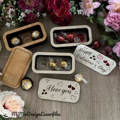 Caja de chocolate para corte láser y CNC, diseño elegante para decoración