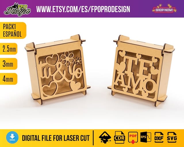 Caja bombones decorativa para corte láser y CNC, archivos SVG y DXF