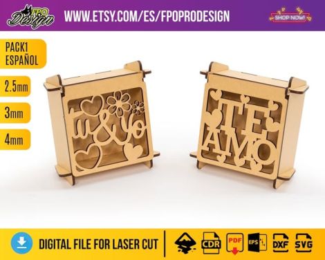 Caja bombones decorativa para corte láser y CNC, archivos SVG y DXF
