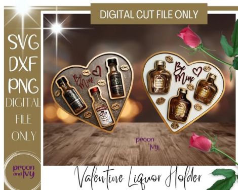 Caja porta botellas en forma de corazón para corte láser y CNC