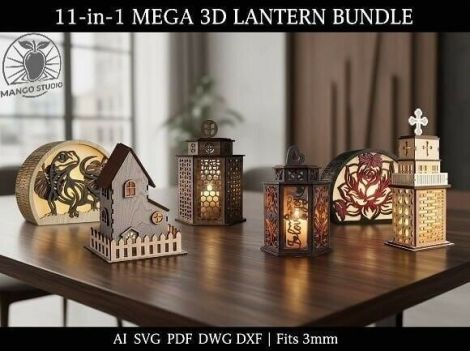 Paquete Mega de Linternas 3D de Madera para Crear Ambientes Únicos