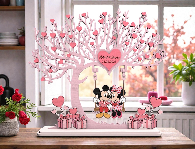 Letrero personalizado Mickey y Minnie para corte láser, archivos SVG y DXF incluidos