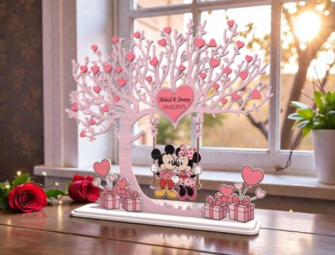 Letrero personalizado Mickey y Minnie para corte láser, archivos SVG y DXF incluidos