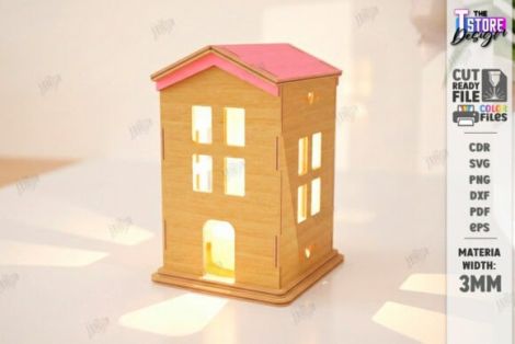 Paquete de casas de velas San Valentín para corte láser y CNC
