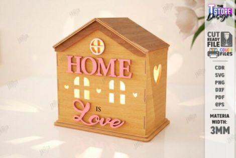 Paquete de casas de velas San Valentín para corte láser y CNC