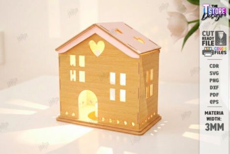 Paquete de casas de velas San Valentín para corte láser y CNC