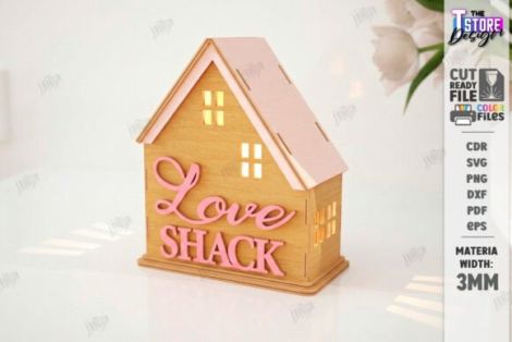 Paquete de casas de velas San Valentín para corte láser y CNC