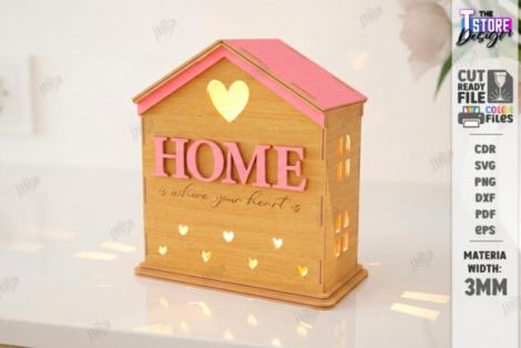 Paquete de casas de velas San Valentín para corte láser y CNC