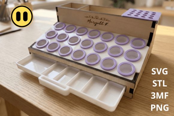 Organizador paletas acuarela para corte láser CNC, archivos SVG y DXF incluidos