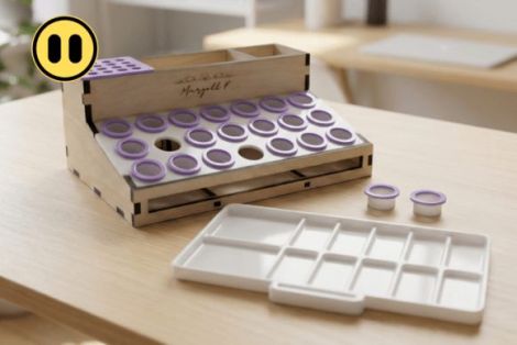 Organizador paletas acuarela para corte láser CNC, archivos SVG y DXF incluidos
