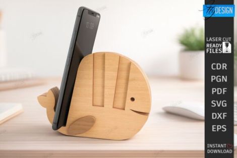 Soporte para teléfono en forma de oso con diseño para corte láser y CNC