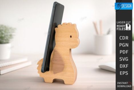 Soporte para teléfono en forma de oso con diseño para corte láser y CNC