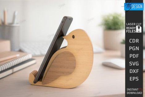 Soporte para teléfono en forma de oso con diseño para corte láser y CNC