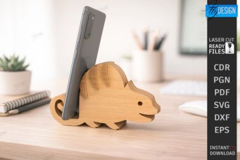 Soporte para teléfono en forma de oso con diseño para corte láser y CNC