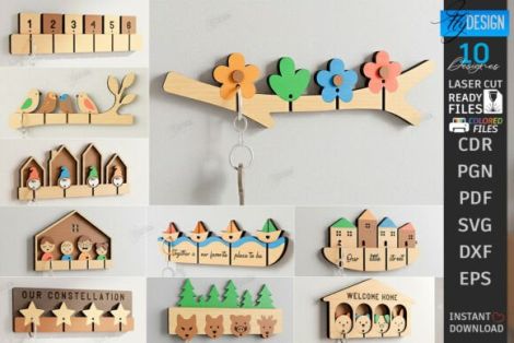 Llaveros familiares para corte láser y CNC, archivos incluidos